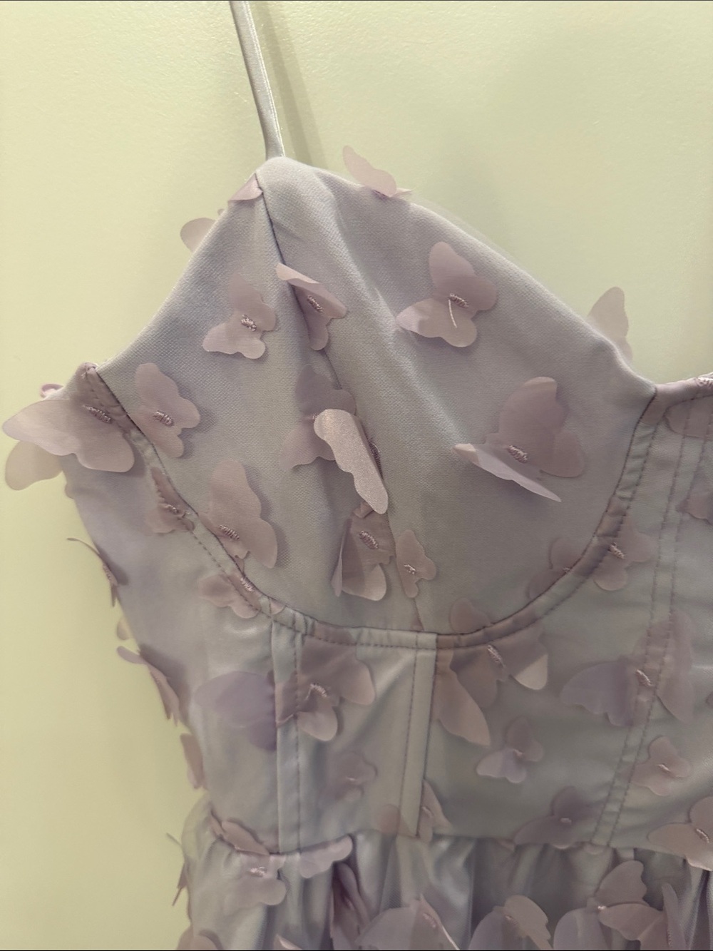 NWT-Thirty Thirty Women's Lavender Butterfly Appliqué Midi Dress (not underwire) - Picture 5 of 11